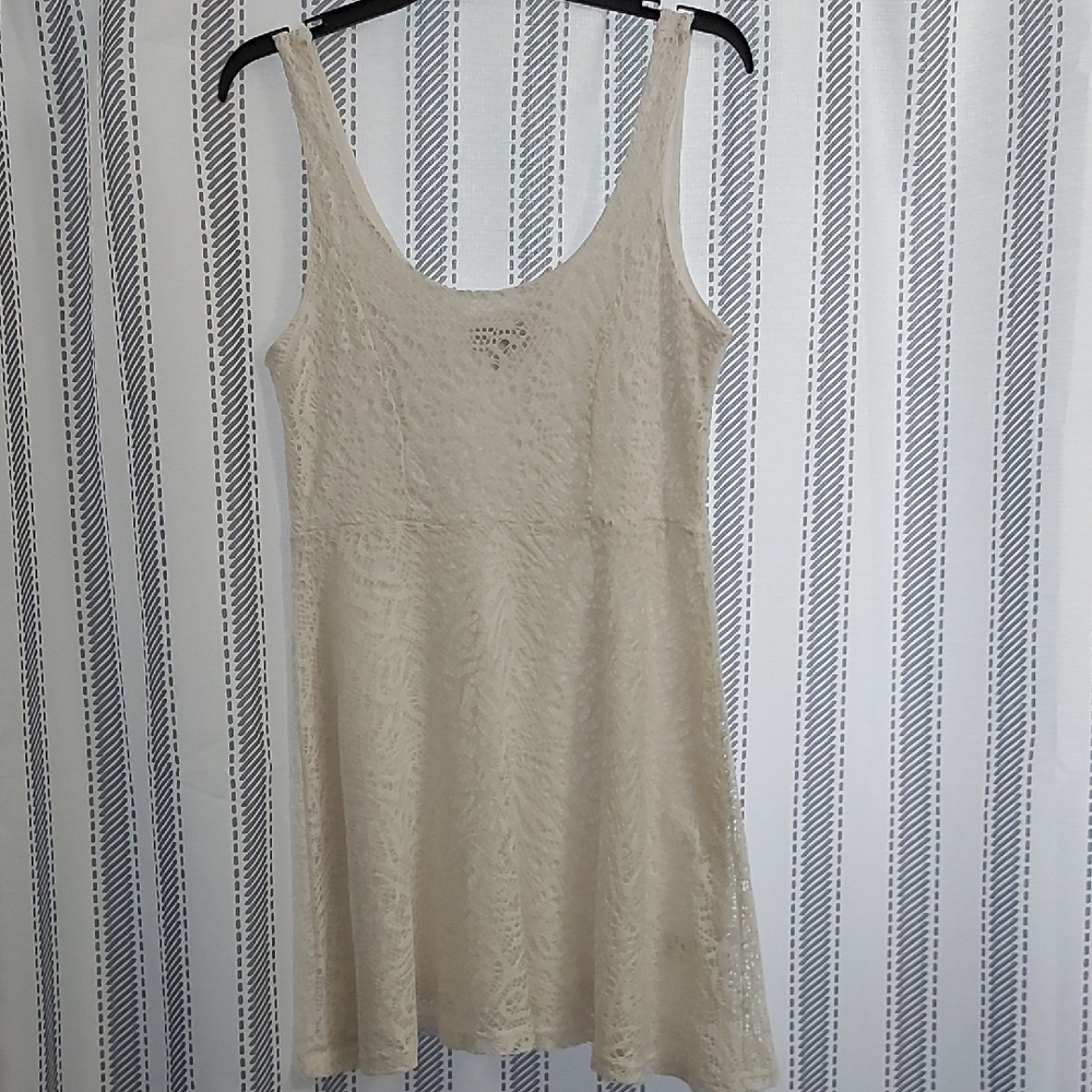 Cream Sleeveless Textured Dress